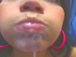 Marvelous Webcam Latina Squirting and Eating Milky Cum (pt. 2)