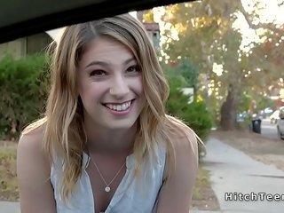 Thankful blonde teen hitchhiker fucks strangers peter